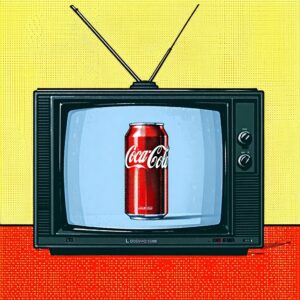 Pop Art image featuring a television displaying a can of CocaCola